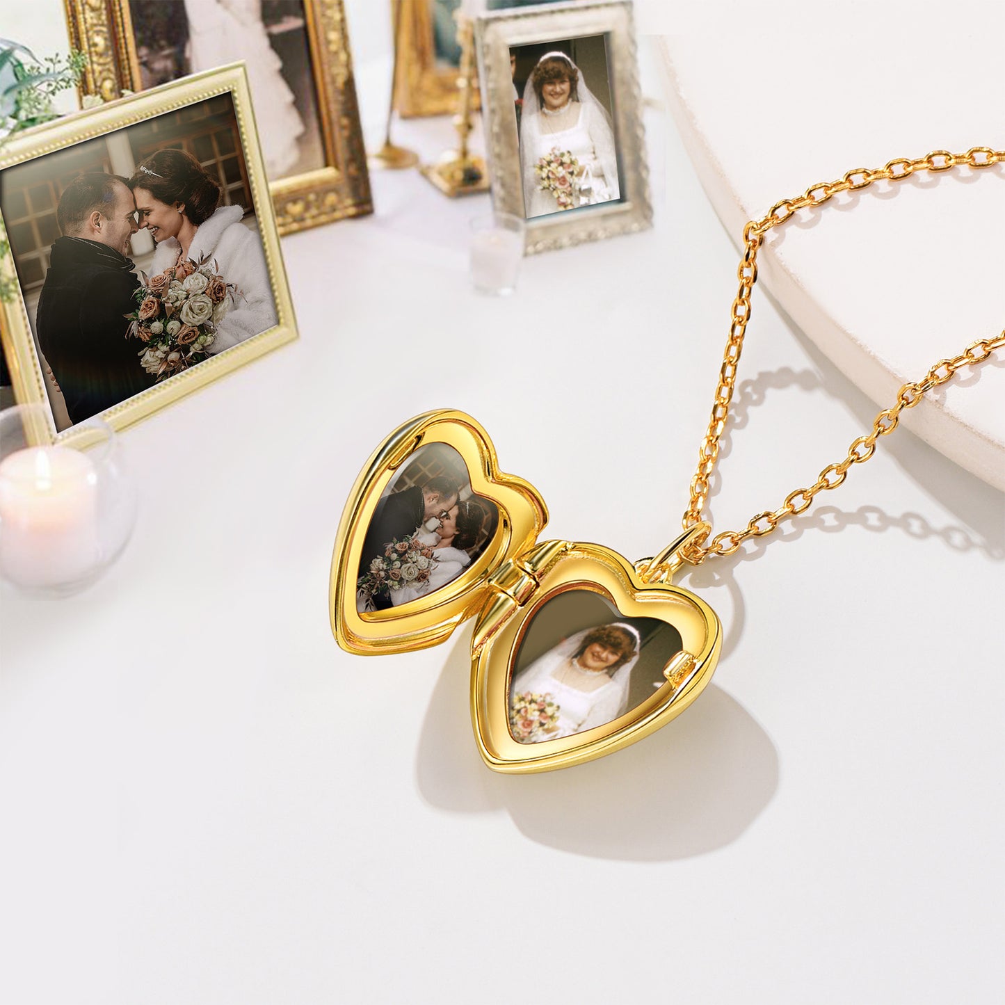 Custom4U Heart Locket Necklace-gold plated