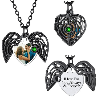 Custom4U Custom Birthstone Picture Locket Necklace