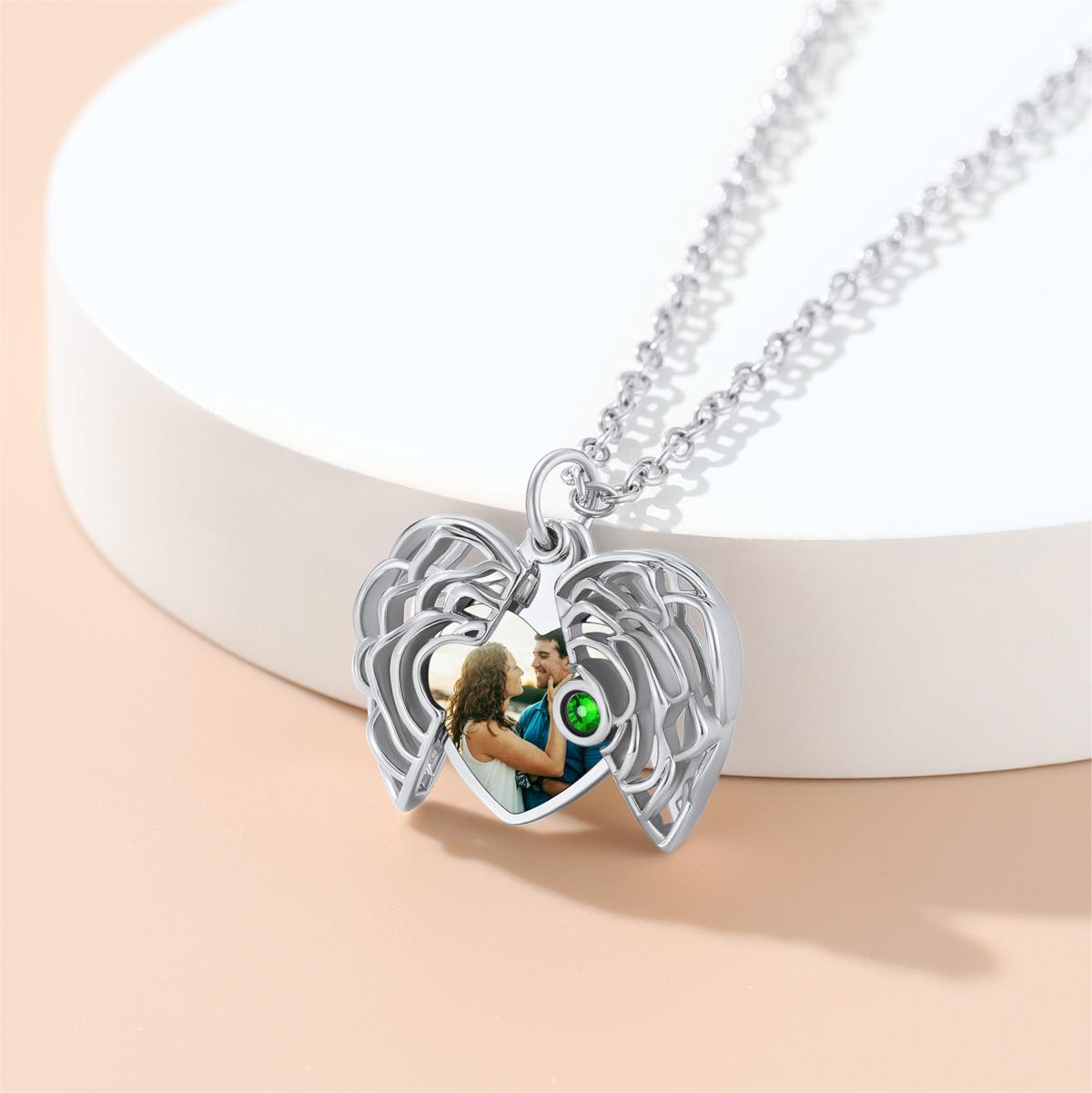 Custom4U Custom Birthstone Picture Locket Necklace