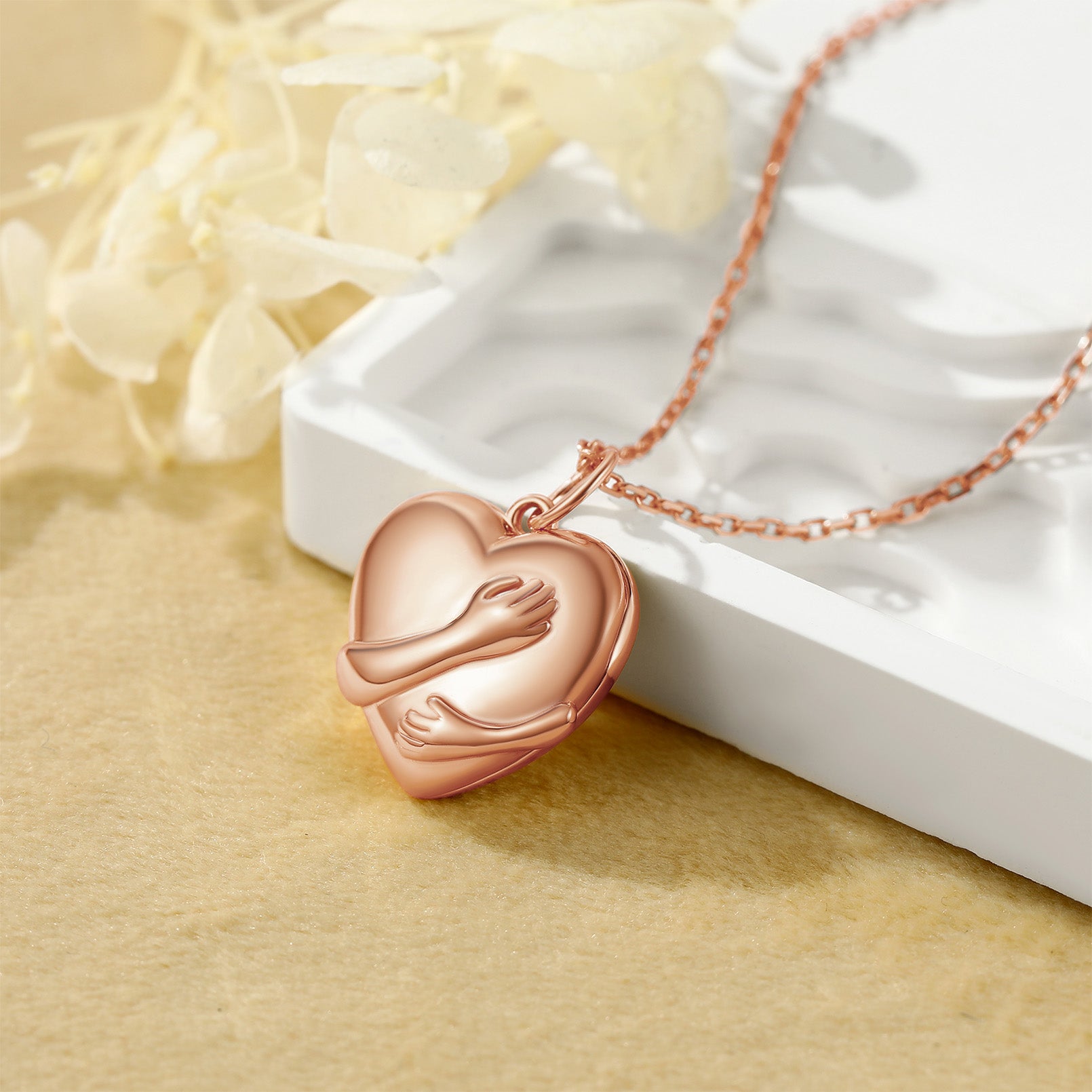 Custom4U Rose Gold Customized Picture Heart Locket Necklace