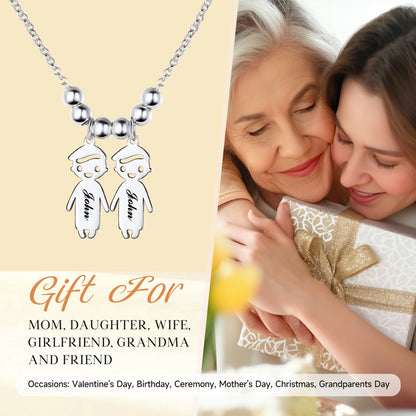 Custom4U Engraved Mothers Children Necklace For Mom
