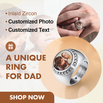 Custom4U Personalized Round Signet Ring with Pictures