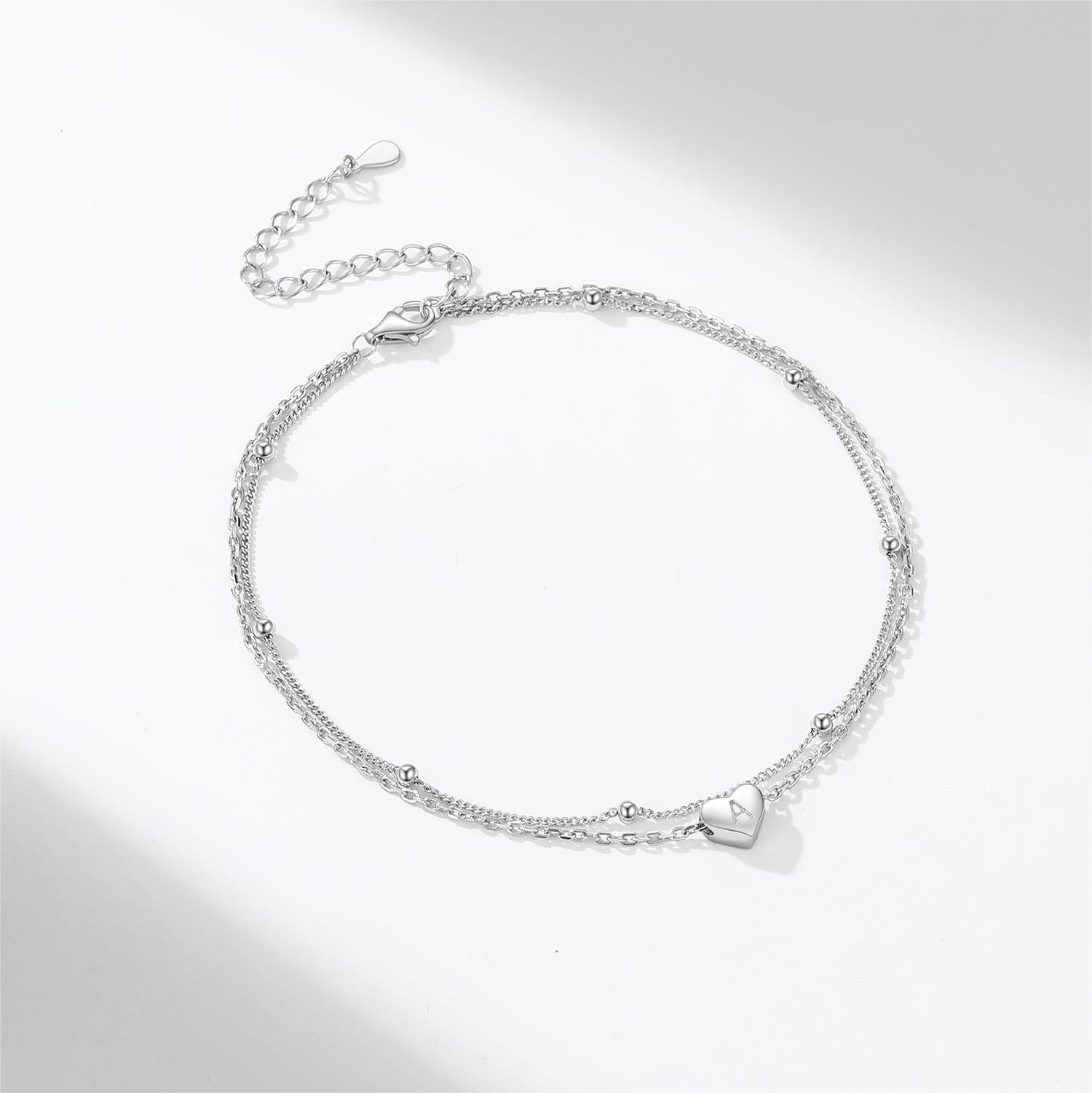 26 Initial Anklet in 925 Sterling Silver