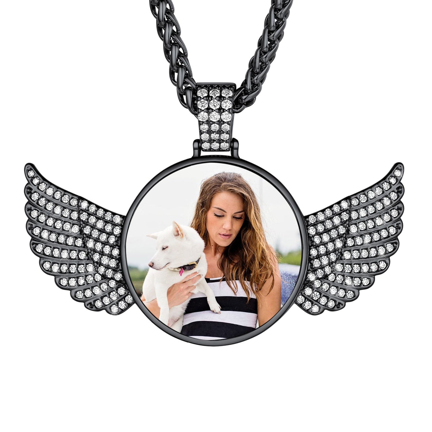 Custom4U Necklace With Picture Black