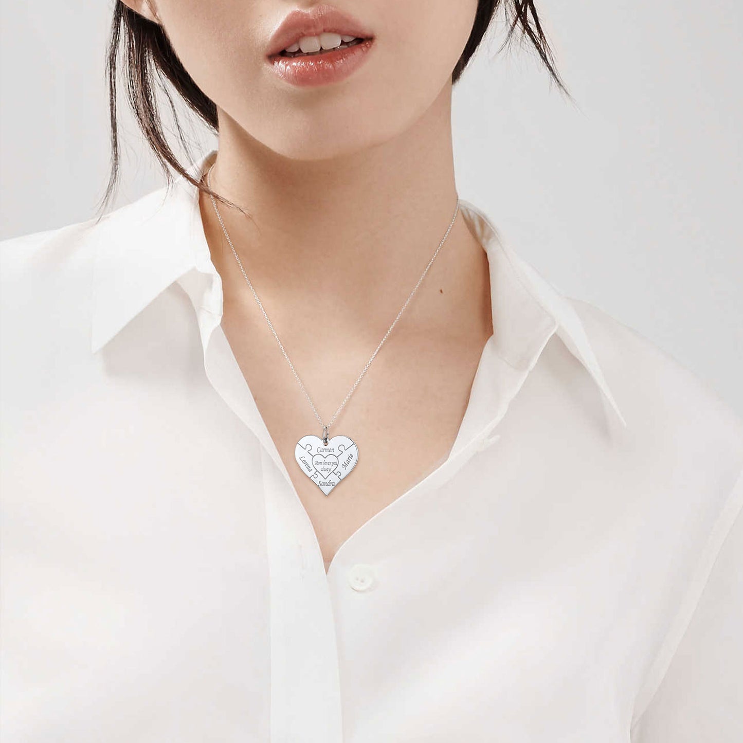Custom4U Personalised Name Heart Puzzle Necklace