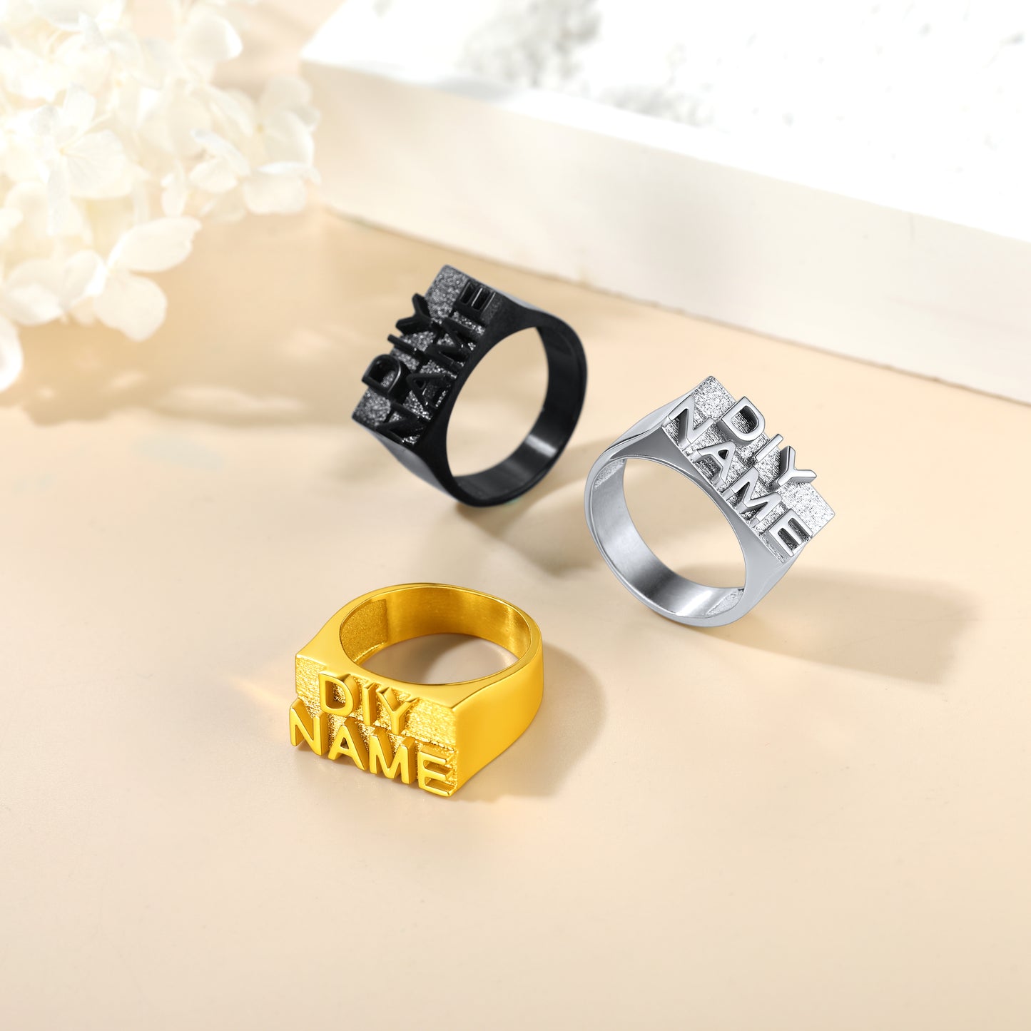 Custom4U Personalized Name Engraved Rings 