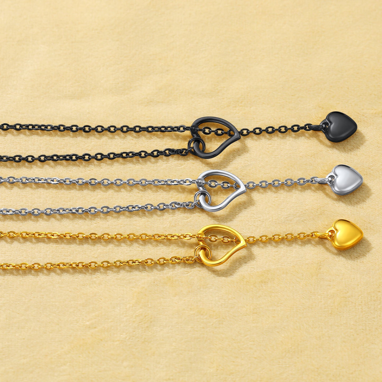 3 Color Customized Drop Heart Lariat Y-Necklaces