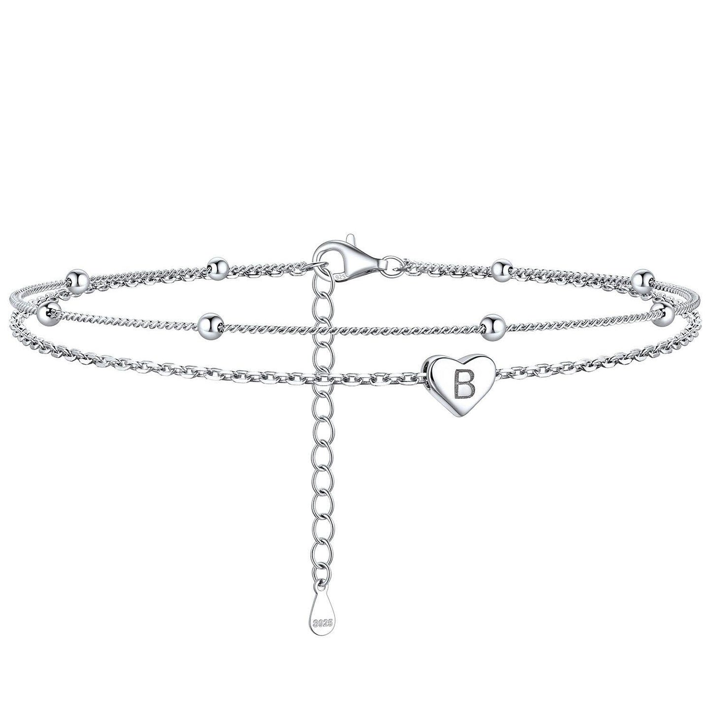 Anklet With Heart Letter B