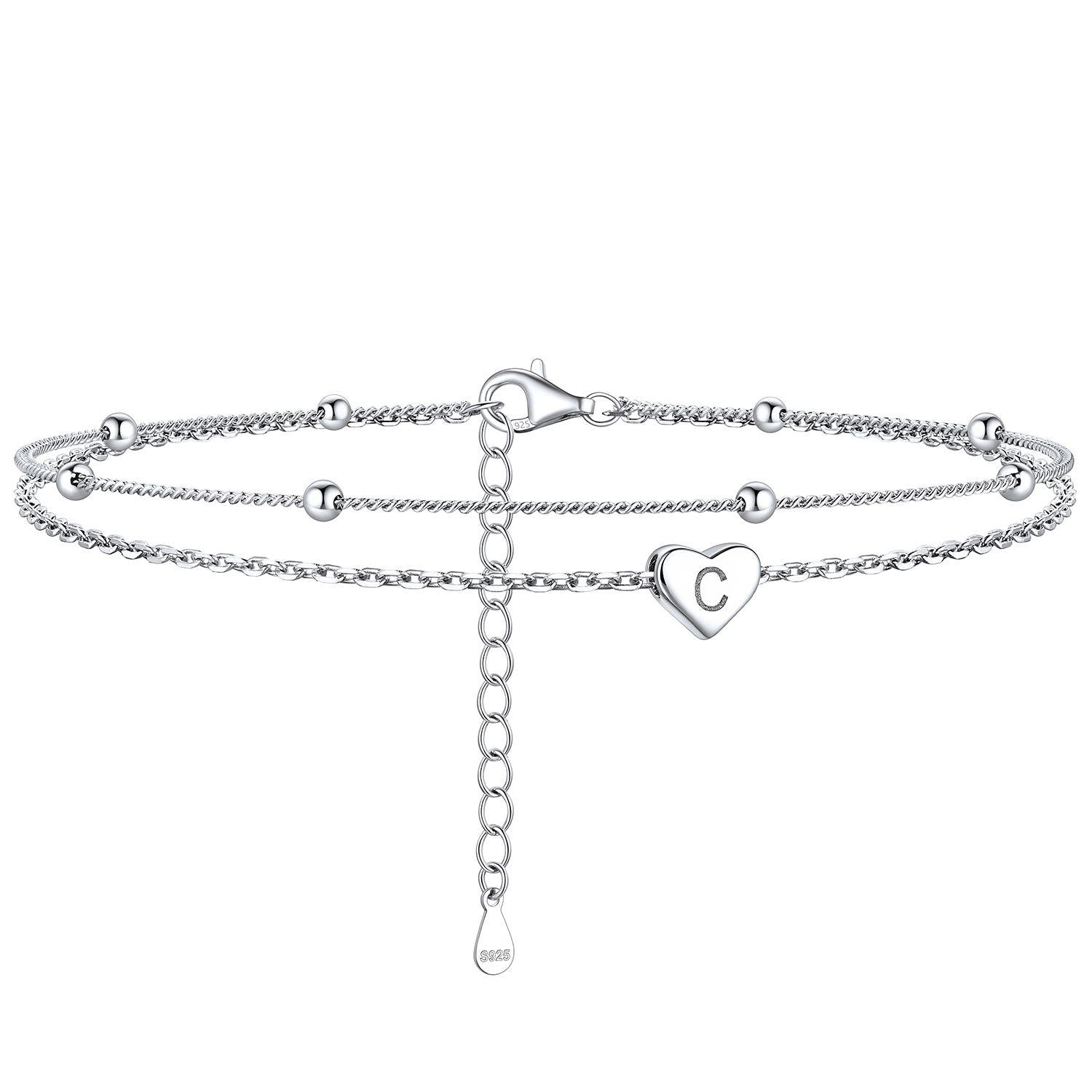 Anklet With Heart Letter C