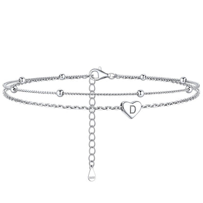 Anklet With Heart Letter D