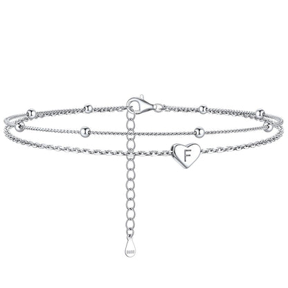 Anklet With Heart Letter F