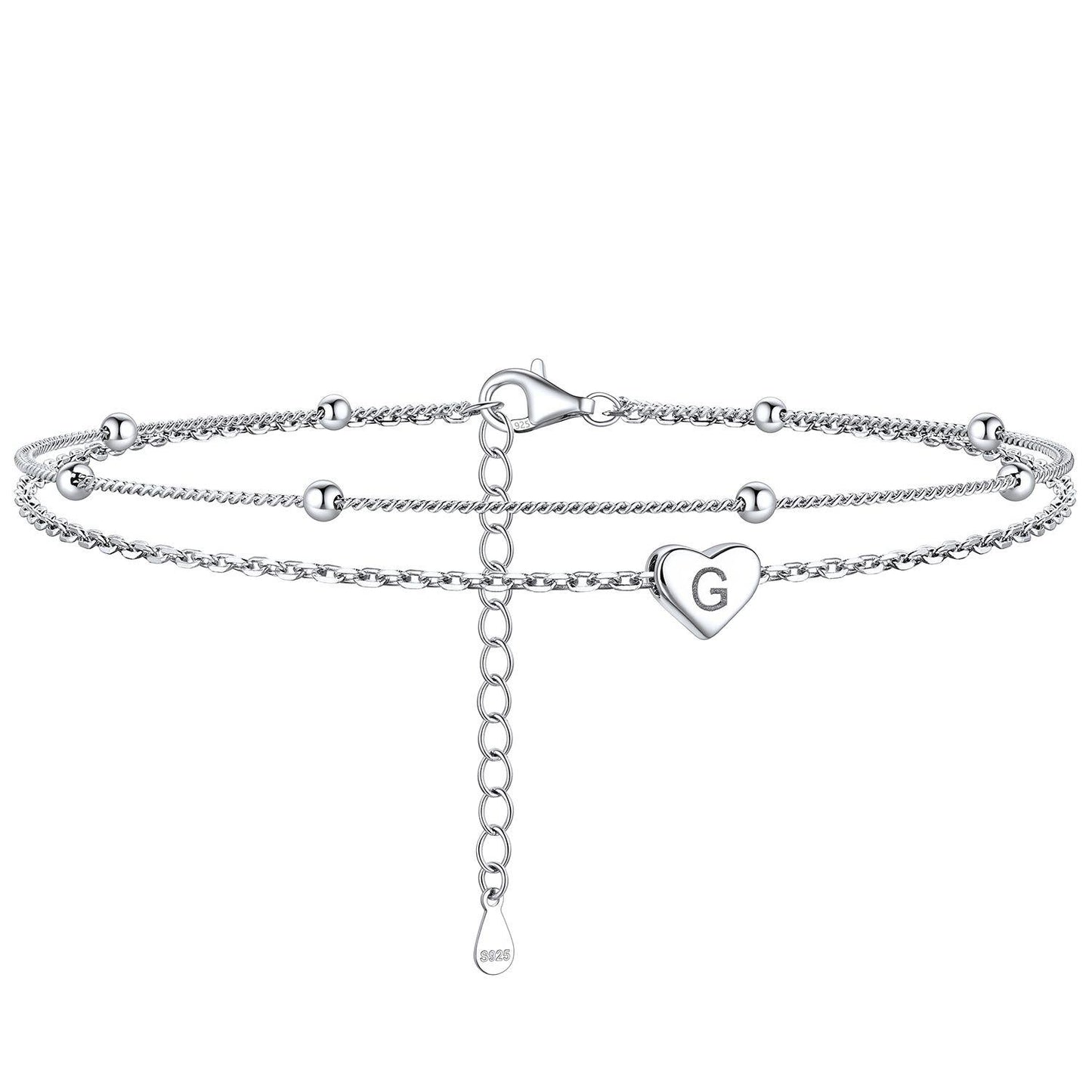Anklet With Heart Letter G