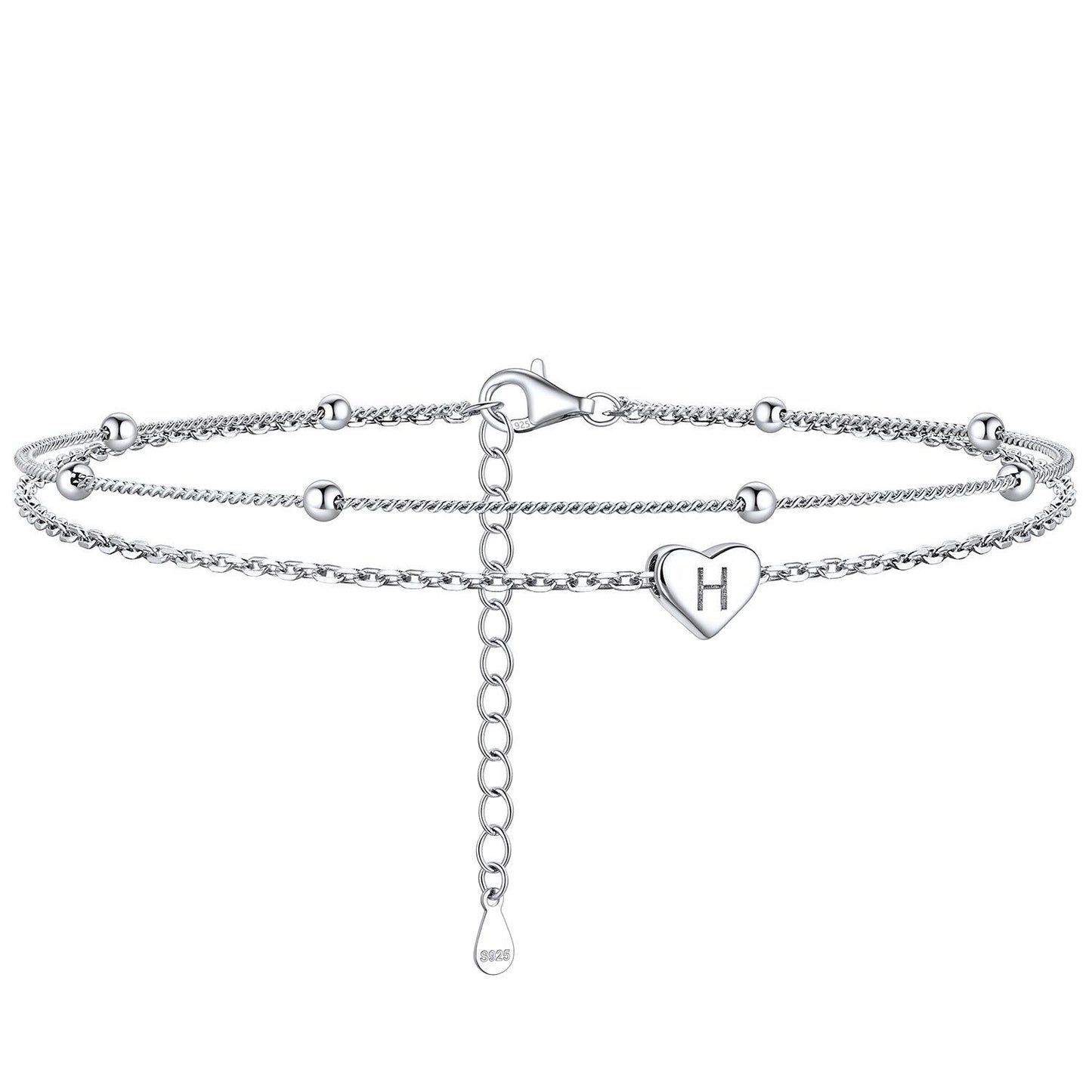 Anklet With Heart Letter H