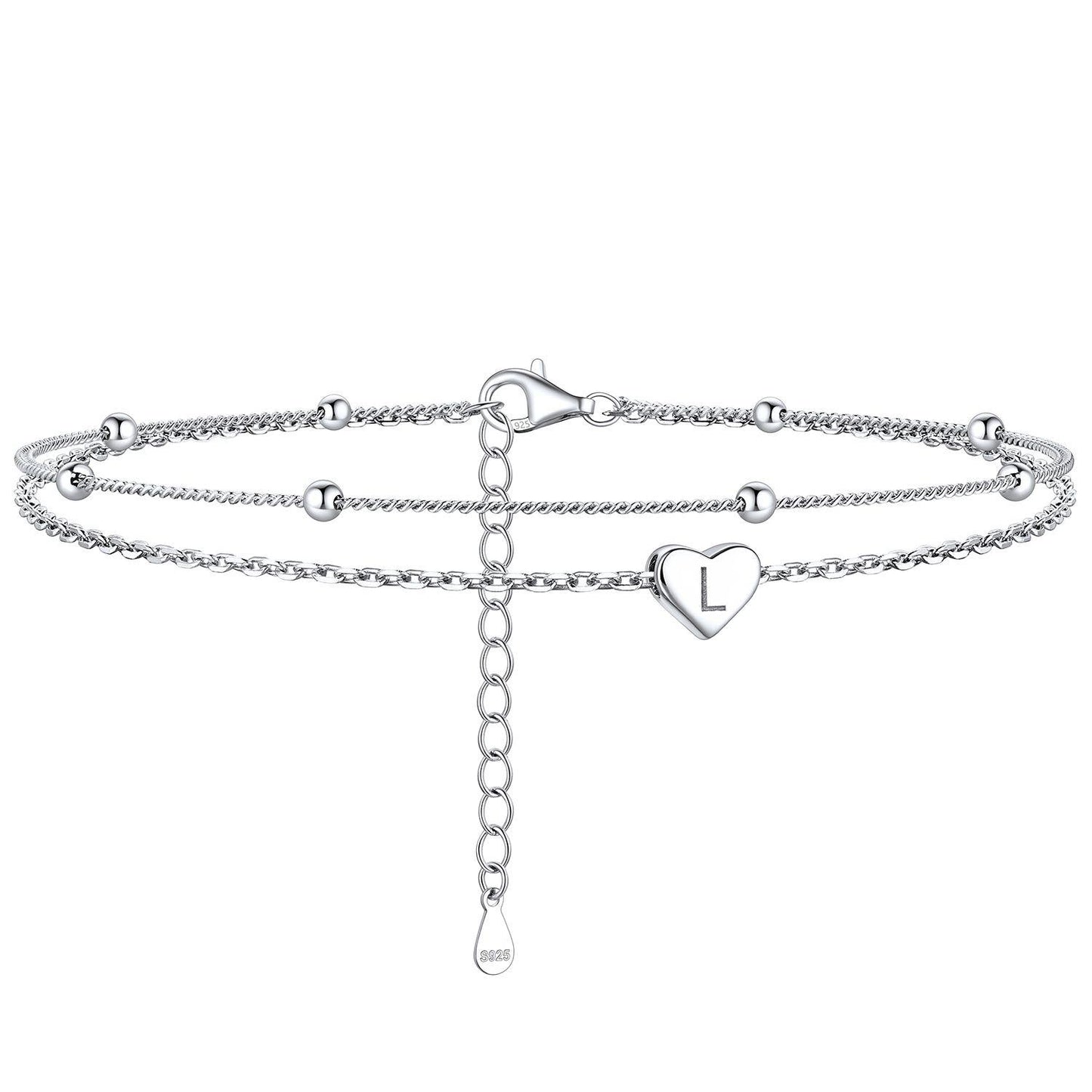 Anklet With Heart Letter L
