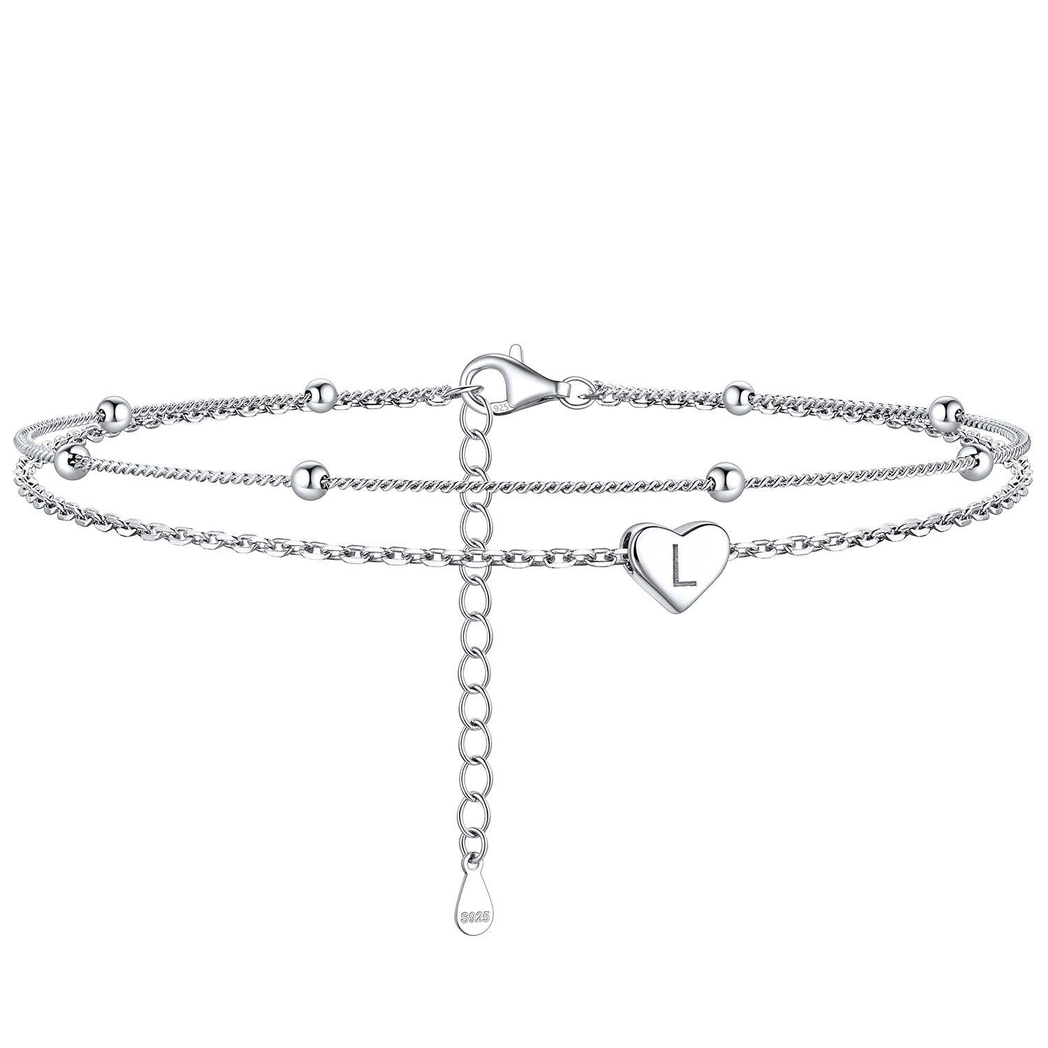 Anklet With Heart Letter L