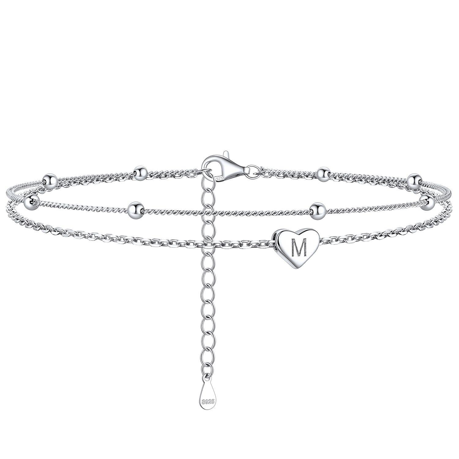 Anklet With Heart Letter M