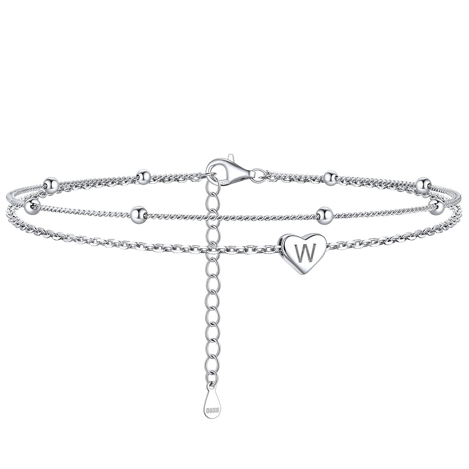 Anklet With Heart Letter W