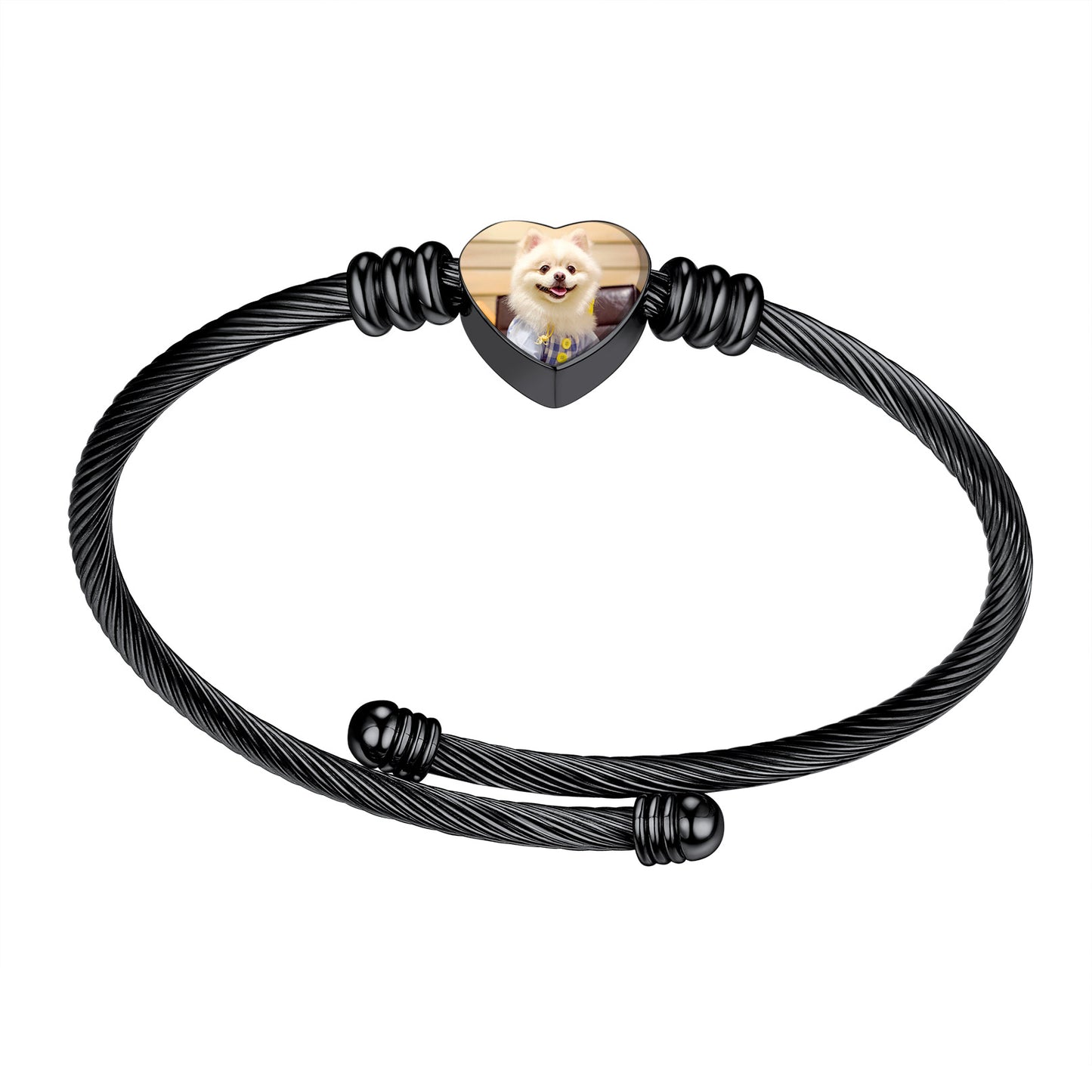 Custom4U Black Personalized Photo Bracelet