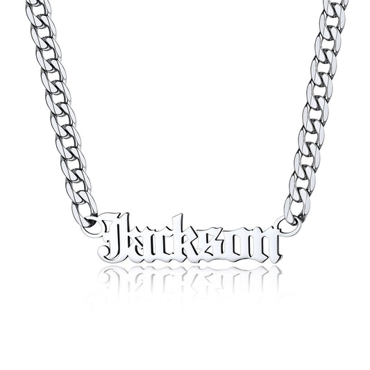 Custom4U Personalized Cuban Chain Name Necklace for Women Men