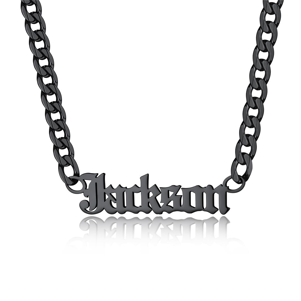 Custom4U Personalized Cuban Chain Name Necklace for Women Men Black