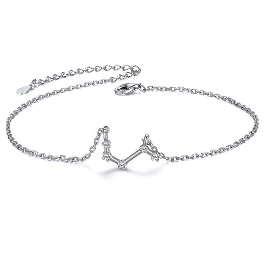 Custom4U 925 Sterling Silver 12 Constellation Zodiac Anklet for Women