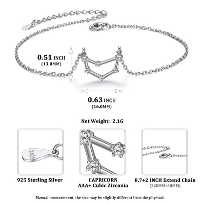 Custom4U 925 Sterling Silver 12 Constellation Anklet for Women
