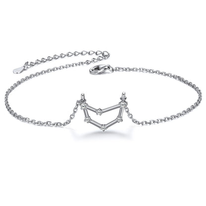 Custom4U 925 Sterling Silver 12 Constellation Zodiac Anklet for Women