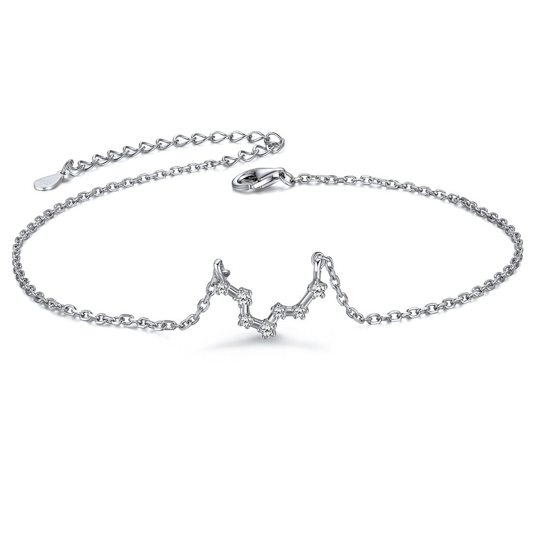 Custom4U 925 Sterling Silver 12 Constellation Zodiac Anklet for Women