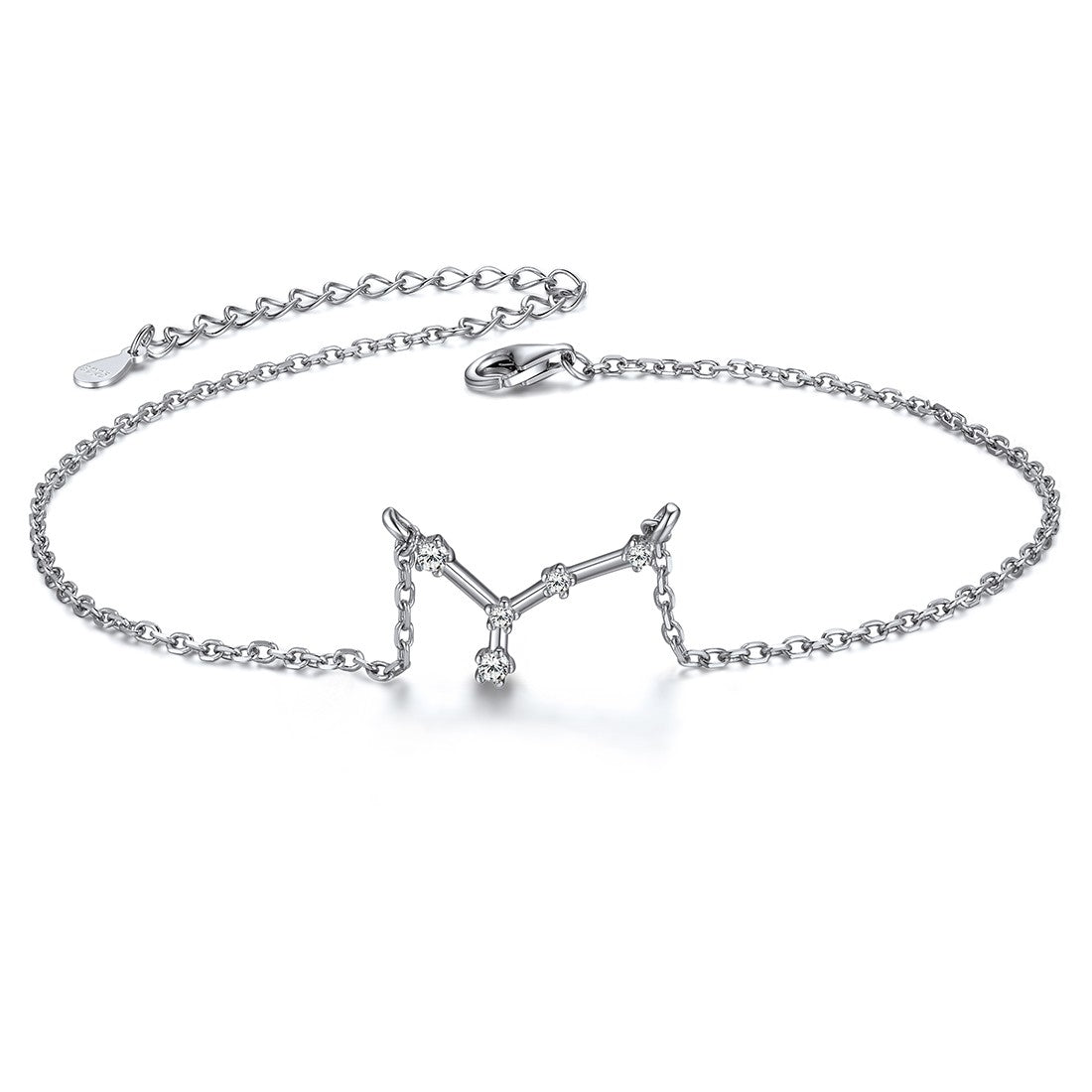 Custom4U 925 Sterling Silver 12 Constellation Zodiac Anklet for Women