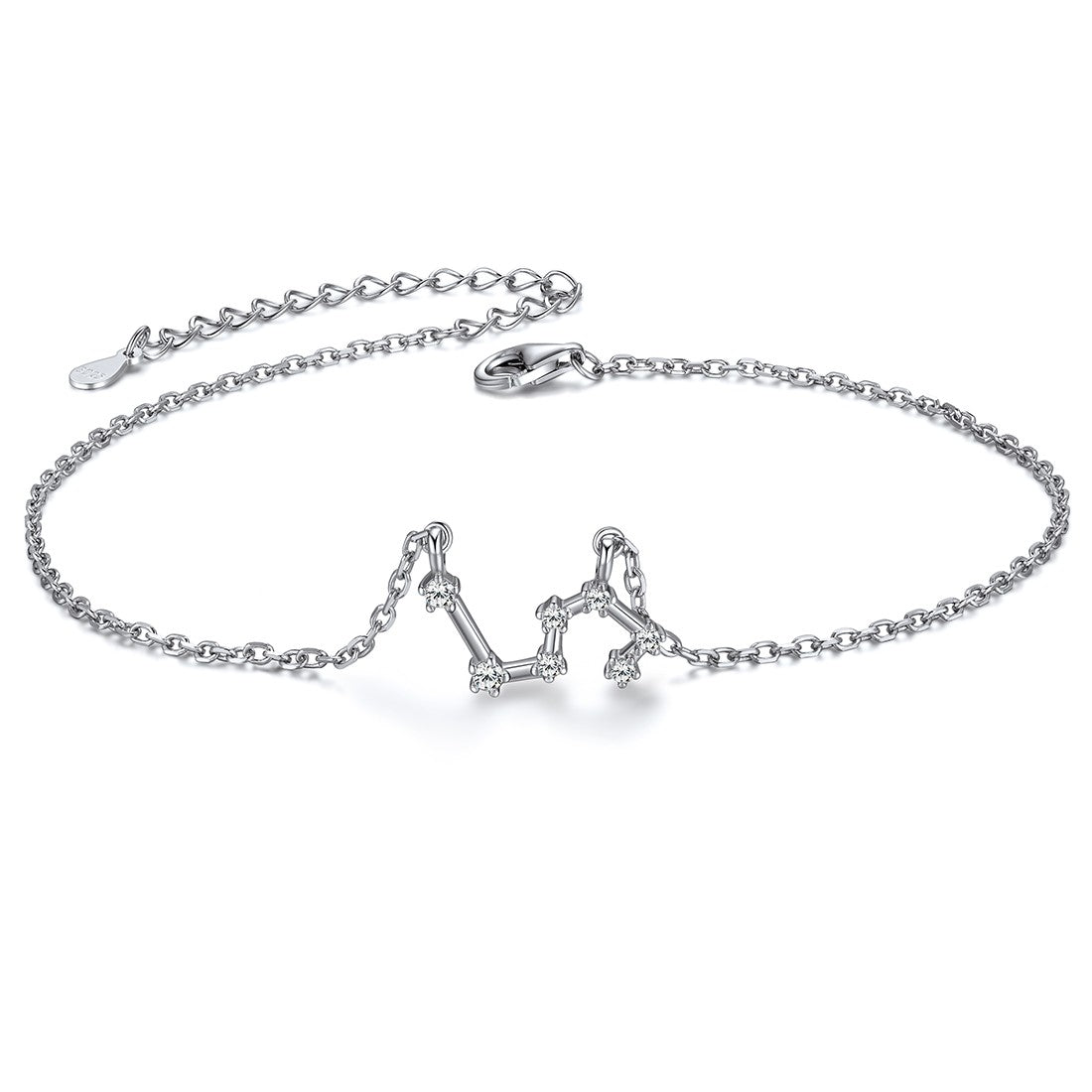 Custom4U 925 Sterling Silver 12 Constellation Zodiac Anklet for Women