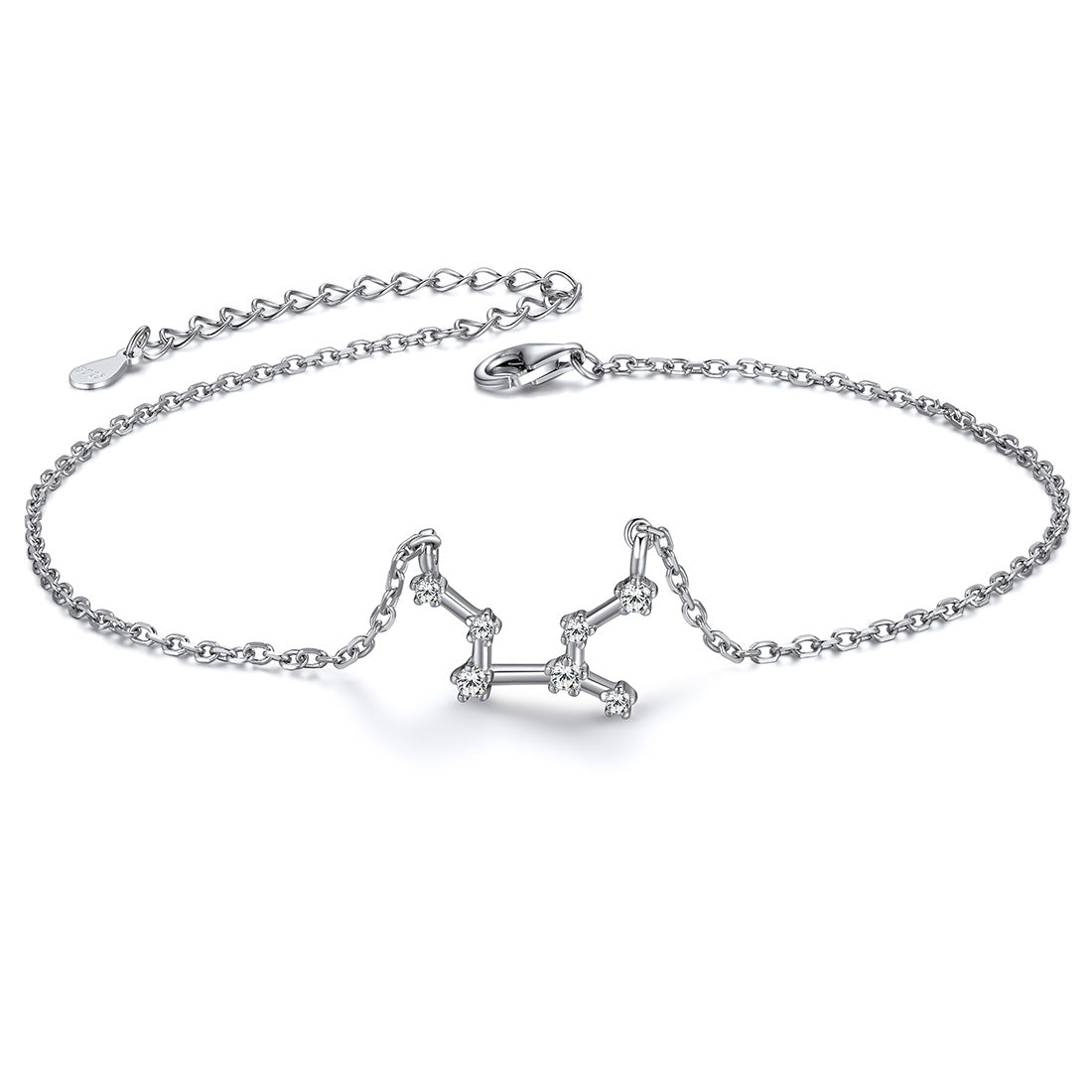 Custom4U 925 Sterling Silver 12 Constellation Zodiac Anklet for Women