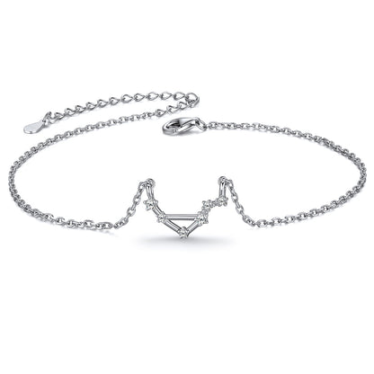 Custom4U 925 Sterling Silver 12 Constellation Zodiac Anklet for Women