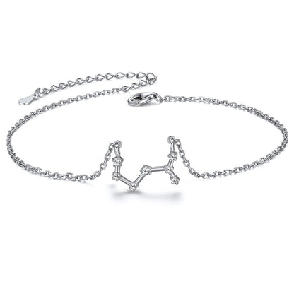 Custom4U 925 Sterling Silver 12 Constellation Zodiac Anklet for Women
