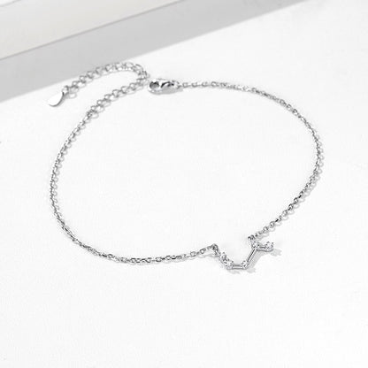 Custom4U 925 Sterling Silver Zodiac Anklet for Women