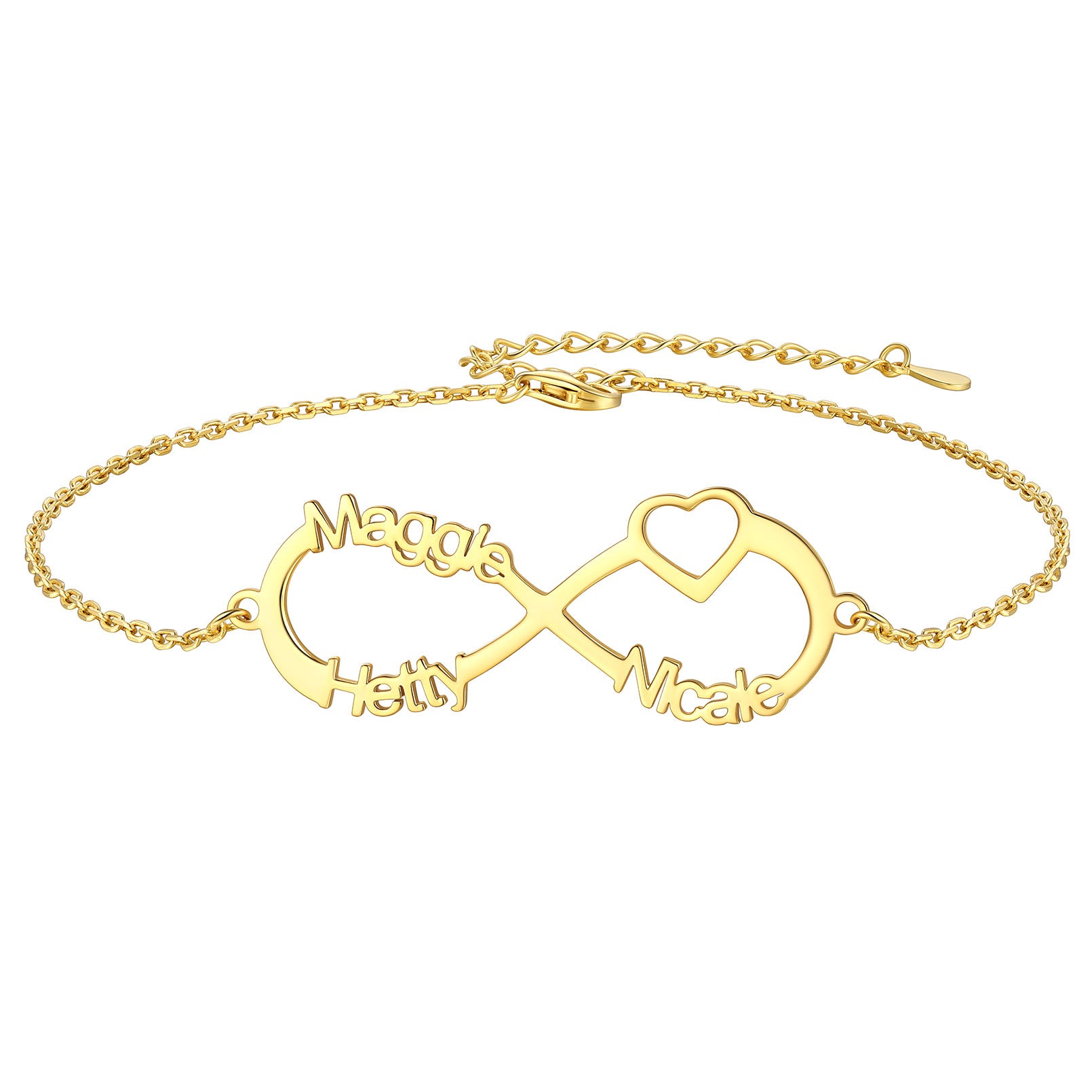 Gold 3 Name Custom4U Custom Name Infinity Adjustable Silver Anklets