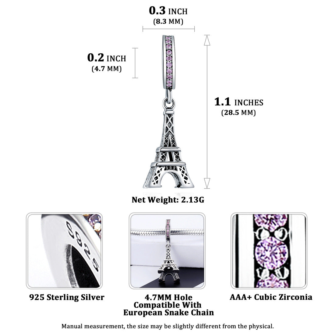Custom4U  Eiffel Tower Bead Charms Pendant