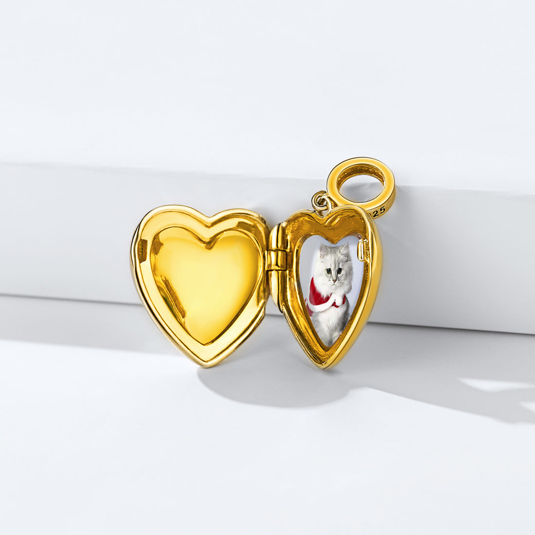 Custom4U Heart Photo Charms For Bracelets- gold plated