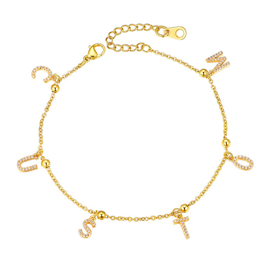 Custom4U Gold Plated Customized Name Anklets Adjustable Chain