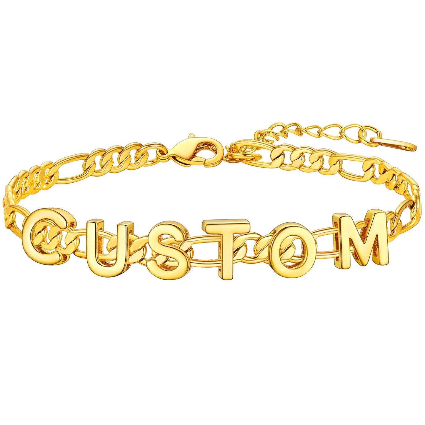 Custom4U Personalized Name Figaro Chain Anklets Bracelets