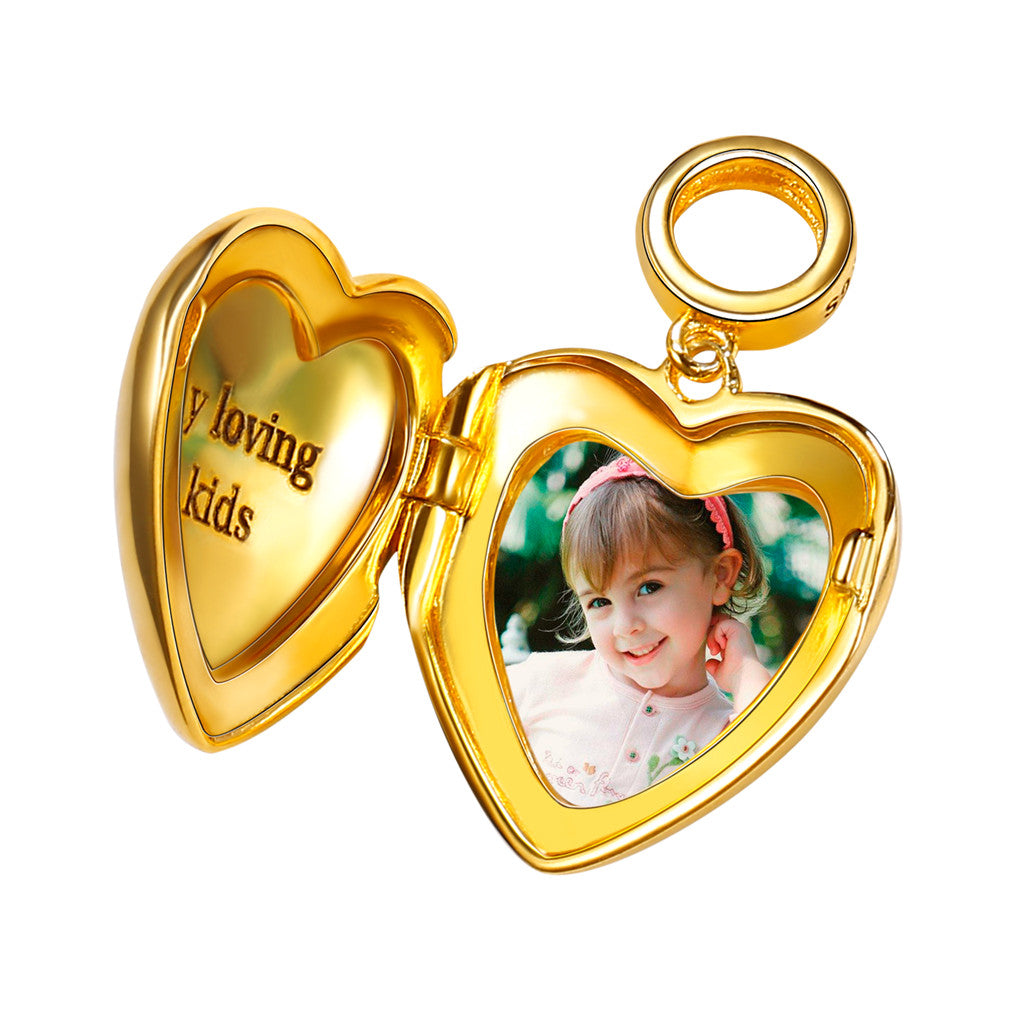 Custom4U Gold Plated Heart Memorial Bracelet Pendant