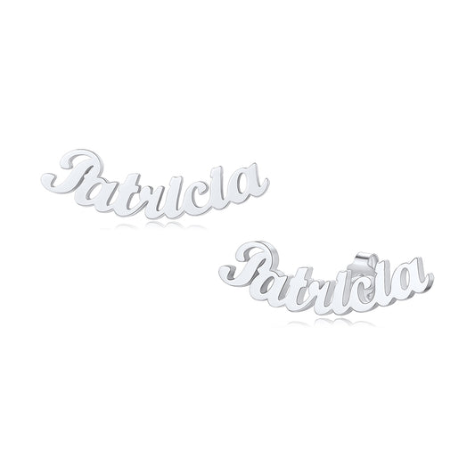 Custom4U Personalized Silver Name Letters Stud Earrings