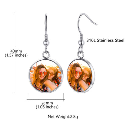 Custom4U Personalized Picture Round  Earrings