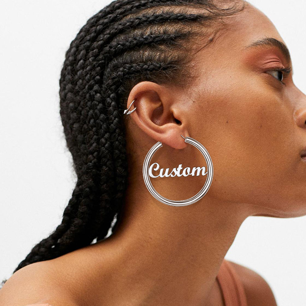 Custom4U Personalized Name Hoop Earrings