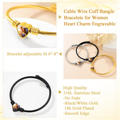 Custom4U Customized Photo Cuff Bracelet 