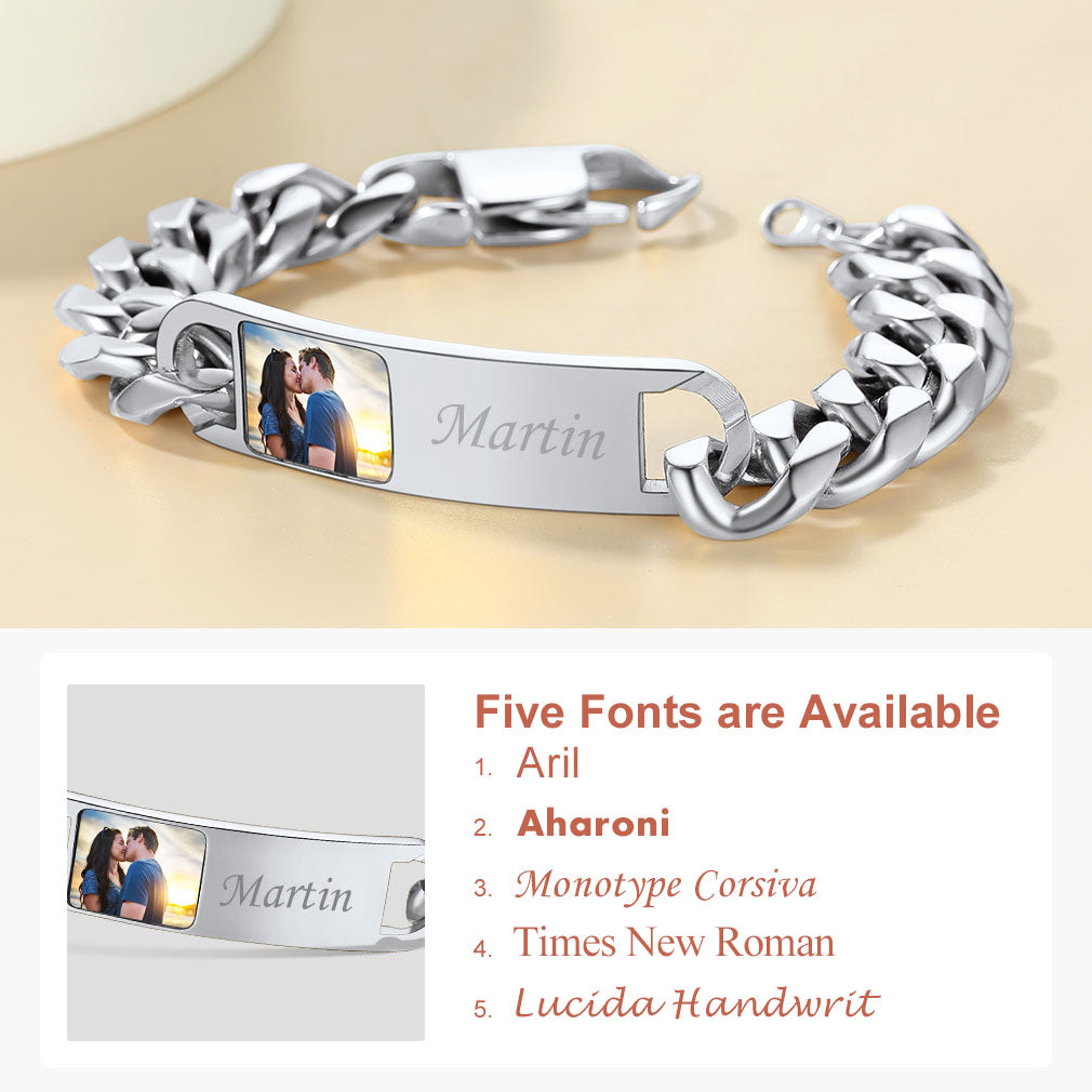Custom4U Customized Name Cuban Chain Bracelet-5 font available