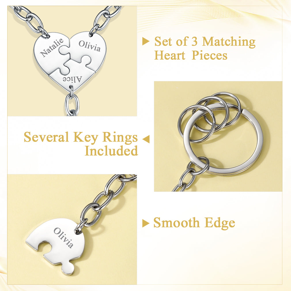 Custom4U Steel Engraved Heart Keychains