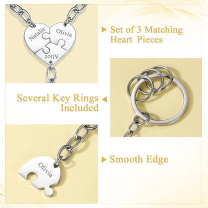 Custom4U Steel Engraved Heart Keychains