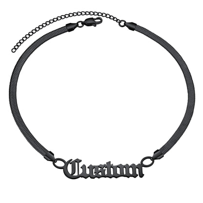 Custom4U Black Plated Name Flat Choker