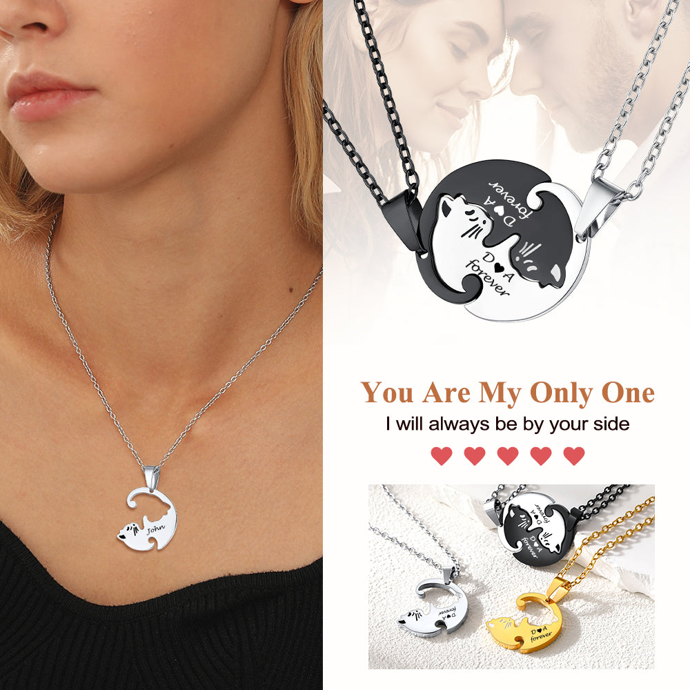 Custom4U Cat Necklace 2pcs