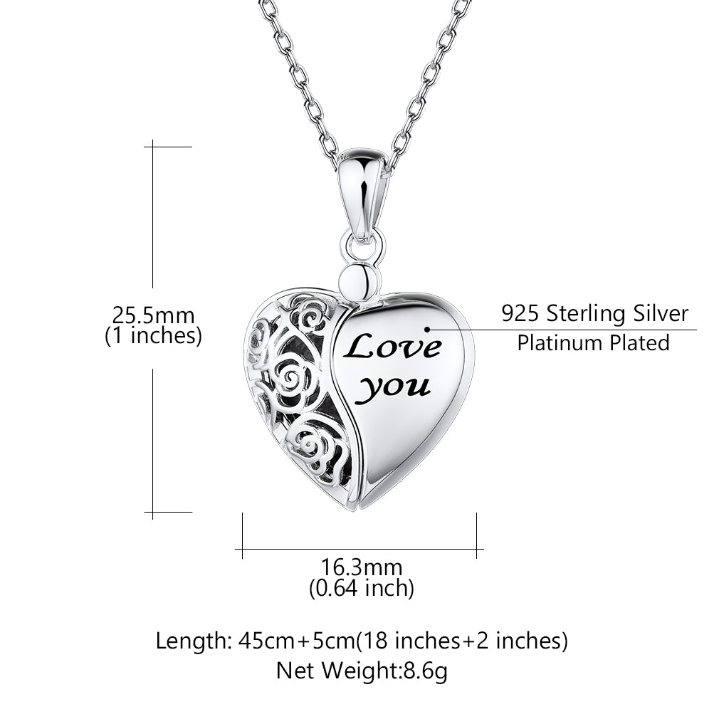 Custom4U Personalized Heart Hollow Pattern Locket Necklace